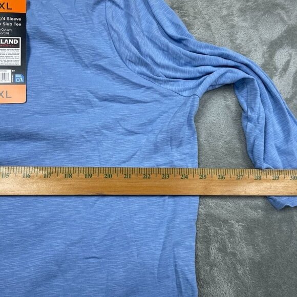 kirlland Ladies 3/4 Sleeve Blue Boatneck Slub Tee XXL 100% Cotton d0866 - Picture 5 of 8